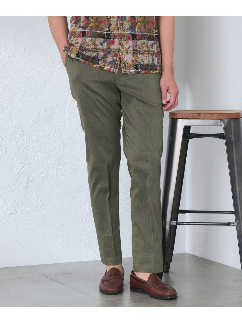 Rakuten - 【ウォッシャブル】【Adjustable Fit】麻混COOLMAXトロピカルトラウザース BAKER STREET ベイカー・ストリート パンツ スラックス・ドレスパンツ グレー グリーン【送料無料】[Rakuten Fashion]