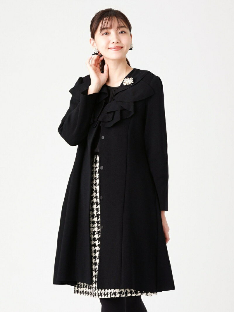 【L】ピークスニットコート TO BE CHIC（大きいサイズ） サンヨー エルサイズ コート/ジャケット ブルゾン ブラック ピンク【送料無料】[Rakuten Fashion]