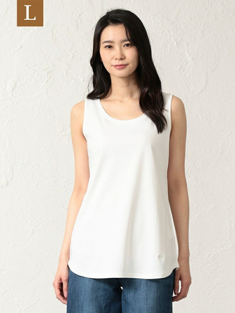 [Rakuten Fashion]【L】【ウォッシャブル】コットンスムースバイオタンクトップ EVEX by KRIZIA（大きいサイズ） サンヨー エルサイズ シャツ/ブラウス シャツ/ブラウスその他 ホワイト ブラック【送料無料】