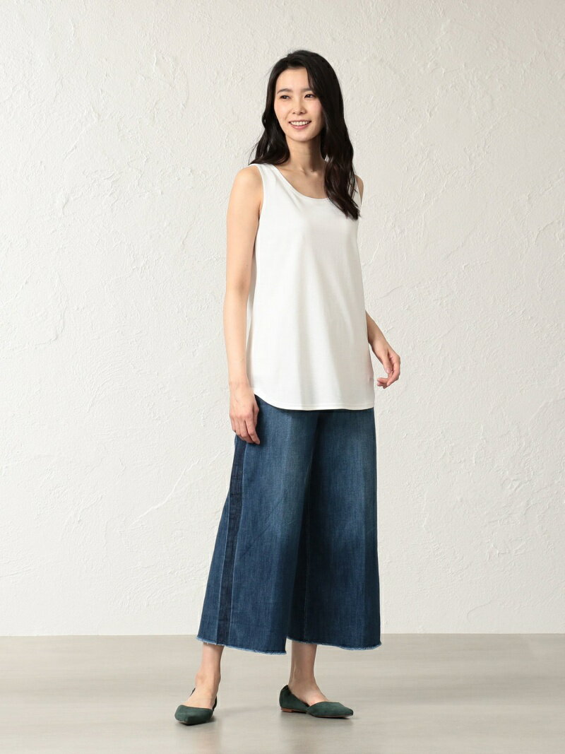 [Rakuten Fashion]【L】【ウォッシャブル】コットンスムースバイオタンクトップ EVEX by KRIZIA（大きいサイズ） サンヨー エルサイズ シャツ/ブラウス シャツ/ブラウスその他 ホワイト ブラック【送料無料】