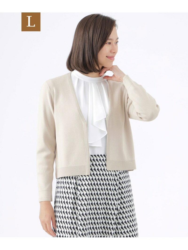 【SALE／28%OFF】【L】【ウォッシャブル】リップルブライトニットカーディガン TRANS WORK サンヨー エルサイズ トップス ニット ブラック ベージュ【RBA_E】【送料無料】[Rakuten Fashion]