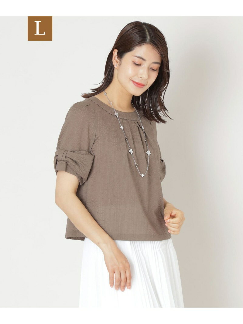 乐天商城 - 【SALE／55%OFF】【L】ウェーブローン スリーブリボンブラウス TO BE CHIC サンヨー エルサイズ トップス シャツ・ブラウス ブラック ベージュ ピンク【RBA_E】【送料無料】[Rakuten Fashion]