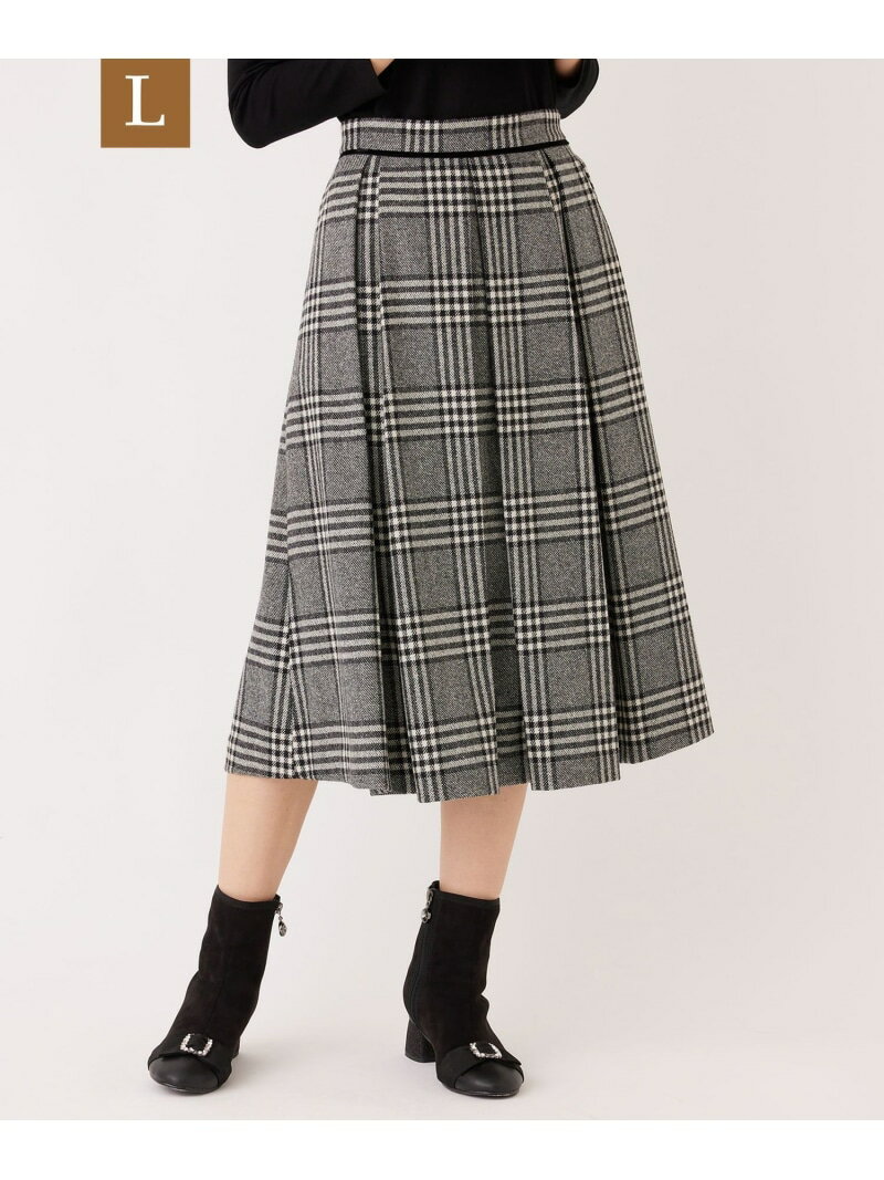 【L】グレンチェック タックスカート TO BE CHIC サンヨー エルサイズ スカート その他のスカート グレー【送料無料】[Rakuten Fashion]