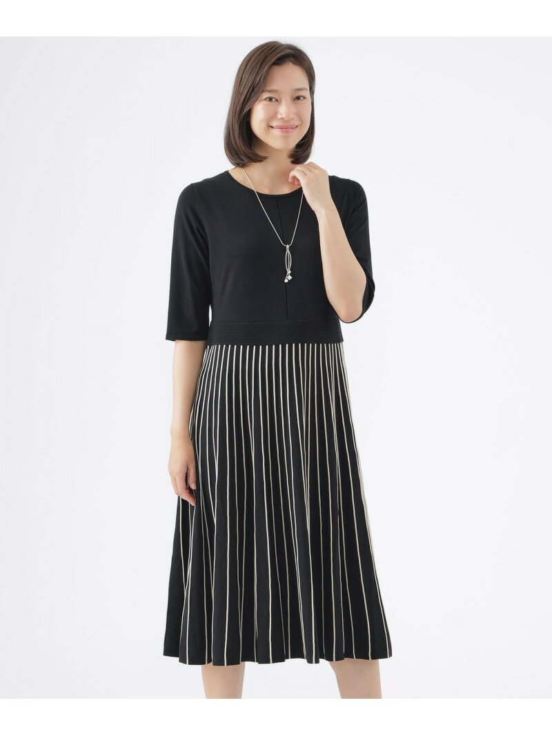 【SALE／27%OFF】【ウォッシャブル】リップルブライトニットワンピース TRANS WORK トランスワーク ワンピース・ドレス ドレス ブラック【RBA_E】【送料無料】[Rakuten Fashion]