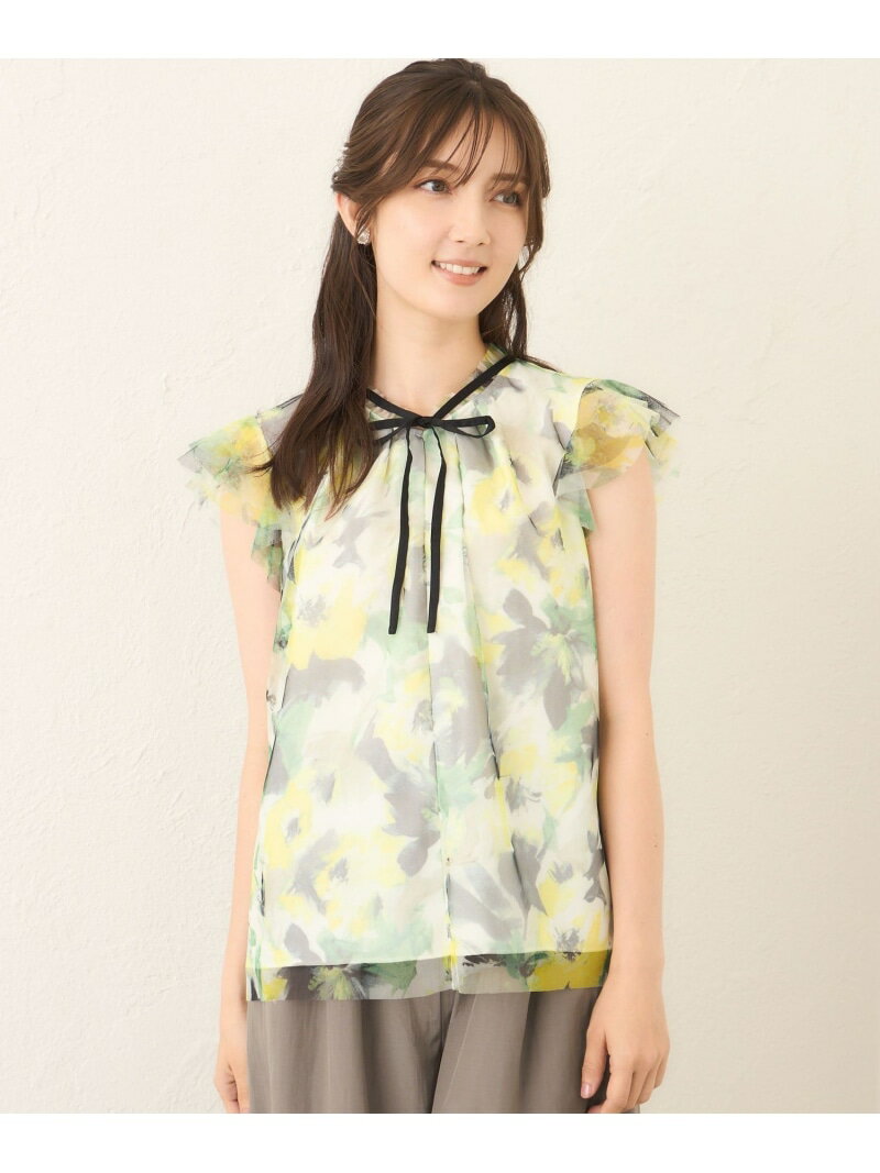 ぼかしフラワー リボンブラウス TO BE CHIC トゥー ビー シック トップス シャツ・ブラウス グリーン【送料無料】[Rakuten Fashion]のサムネイル