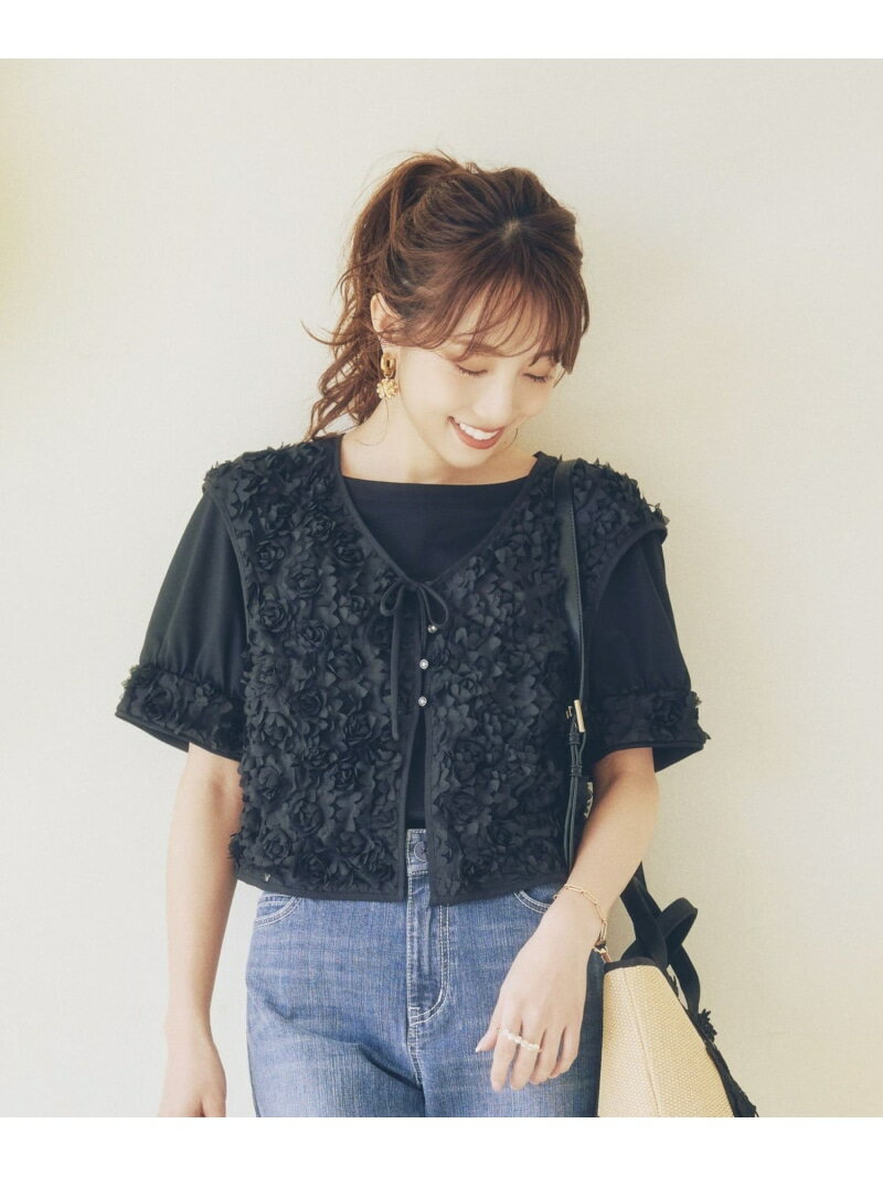 乐天商城 - フラワーチュール ショートジレ TO BE CHIC トゥー ビー シック トップス ベスト・ジレ ブラック ホワイト【送料無料】[Rakuten Fashion]