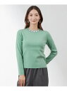 【SALE/50%OFF】ライトバルキーストレッチ ビジューニットプルオーバー AMACA アマカ トップス ニット グリーン ブラック【RBA_E】【送料無料...