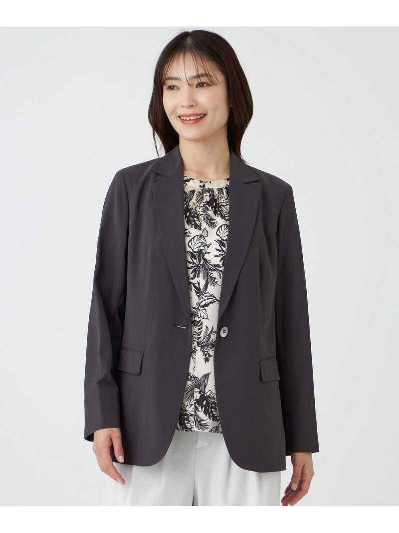Rakuten - 【防しわ(着用じわ)・ウォッシャブル】アセテートオーガンジージャケット TRANS WORK トランスワーク ジャケット・アウター テーラードジャケット・ブレザー グレー ベージュ【送料無料】[Rakuten Fashion]