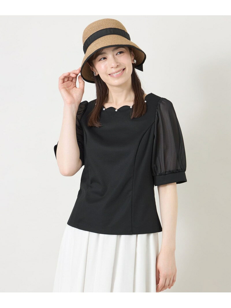 【SALE／36%OFF】スカラップ*シアースリーブ プルオーバー TO BE CHIC トゥー ビー シック トップス カットソー・Tシャツ ベージュ ワインレッド ホワイト ブラック ピンク【RBA_E】【送料無料】[Rakuten Fashion] sanyoselect-10033102 SANYO SELECT サンプル画像3