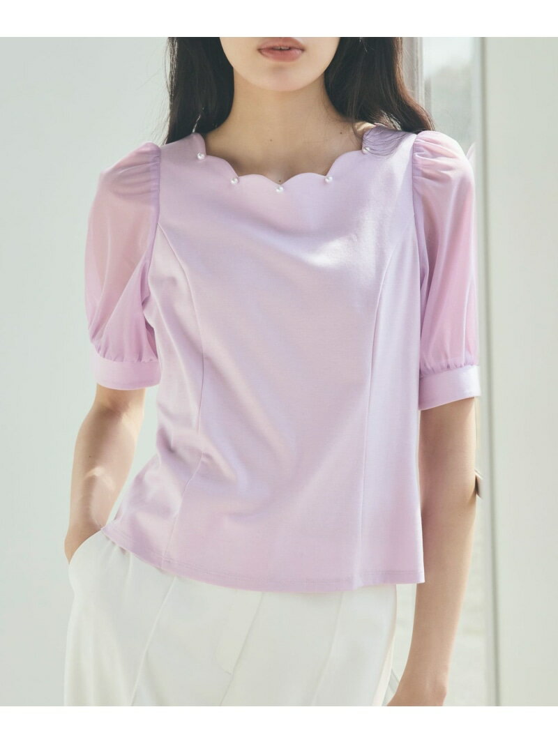 Rakuten - スカラップ*シアースリーブ プルオーバー TO BE CHIC トゥー ビー シック トップス カットソー・Tシャツ ベージュ ワインレッド ホワイト ブラック ピンク【送料無料】[Rakuten Fashion]