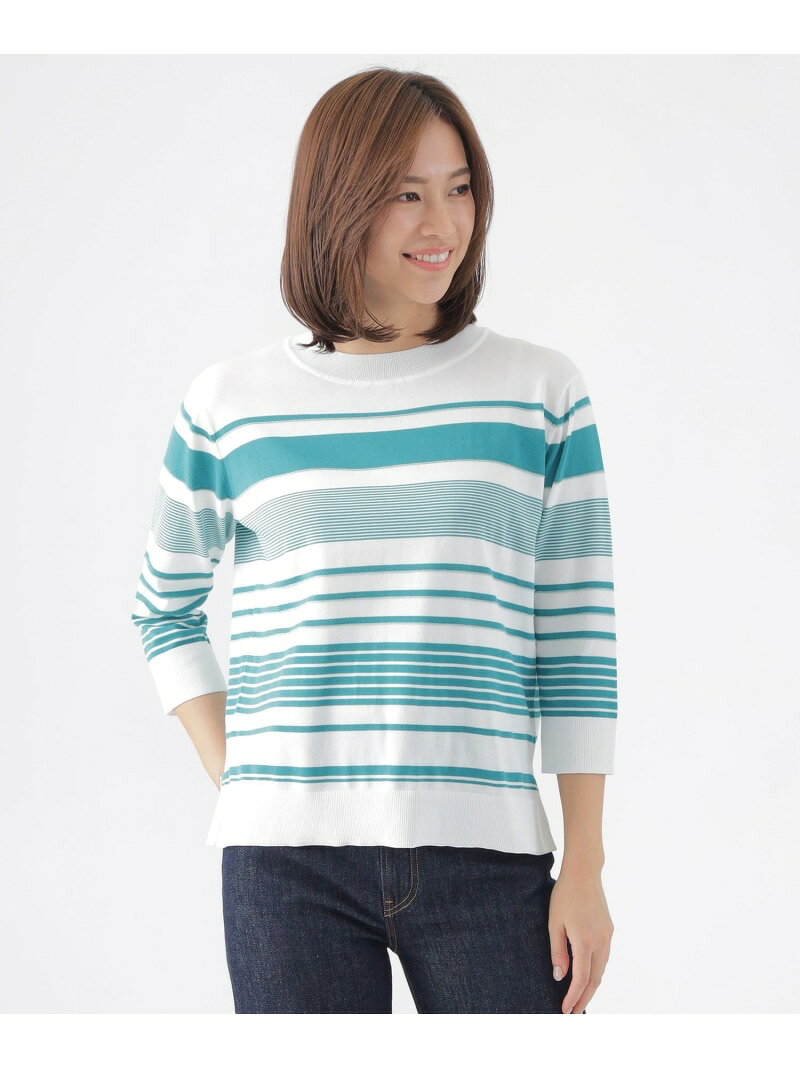 Rakuten - 【SALE／26%OFF】【ウォッシャブル】コンフォートストレッチランダムボーダーニット TRANS WORK トランスワーク トップス ニット ベージュ ネイビー グリーン【RBA_E】【送料無料】[Rakuten Fashion]