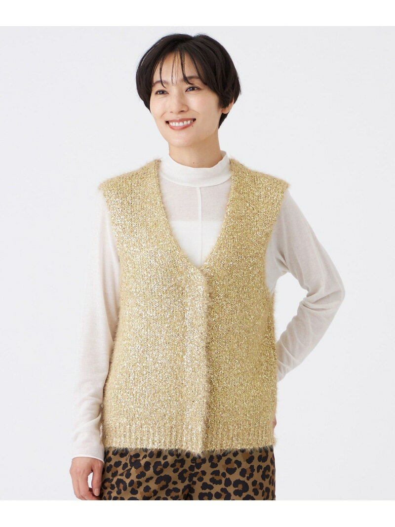 Rakuten - 【SALE／44%OFF】【ウォッシャブル】メタリックヤーンニットベスト EVEX by KRIZIA エヴェックス バイ クリツィア トップス ニット ブラック ゴールド【RBA_E】【送料無料】[Rakuten Fashion]