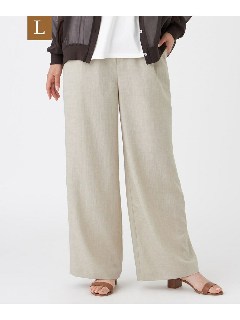 Rakuten - 【L】【EDITION掲載】【接触冷感・マシンウォッシャブル】ファージュストレッチワイドパンツ EVEX by KRIZIA サンヨー エルサイズ パンツ その他のパンツ ベージュ ブラウン【送料無料】[Rakuten Fashion]