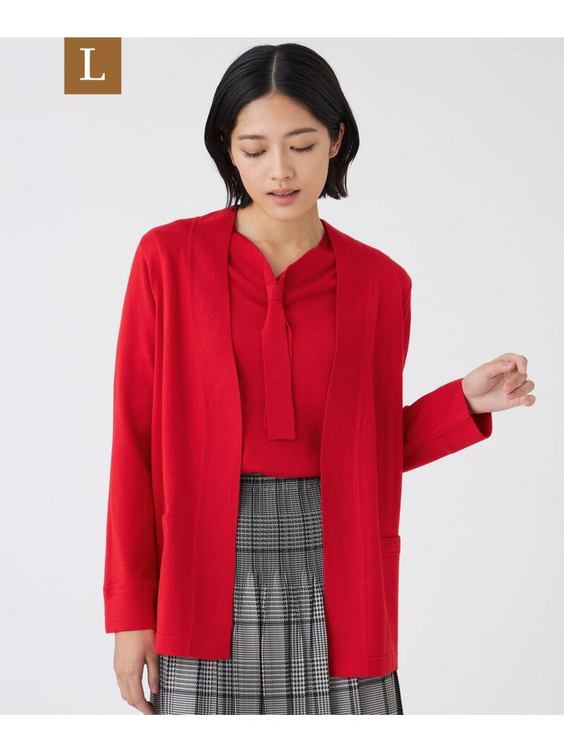 【L】【ウォッシャブル】エクストラファインウールカーディガン TRANS WORK サンヨー エルサイズ トップス ニット レッド ブラウン グレー ネイビー【送料無料】[Rakuten Fashion](4)