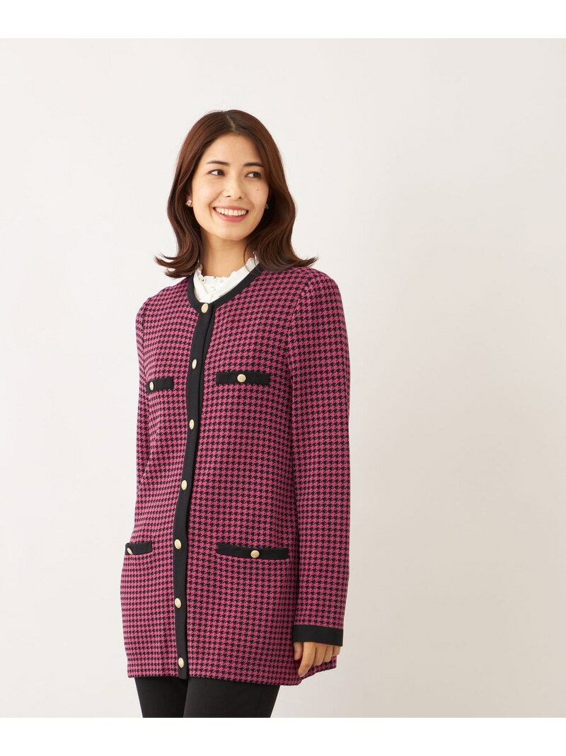 千鳥 ミドルカーディガン TO BE CHIC トゥー ビー シック トップス ニット ホワイト ピンク【送料無料】[Rakuten Fashion]のサムネイル