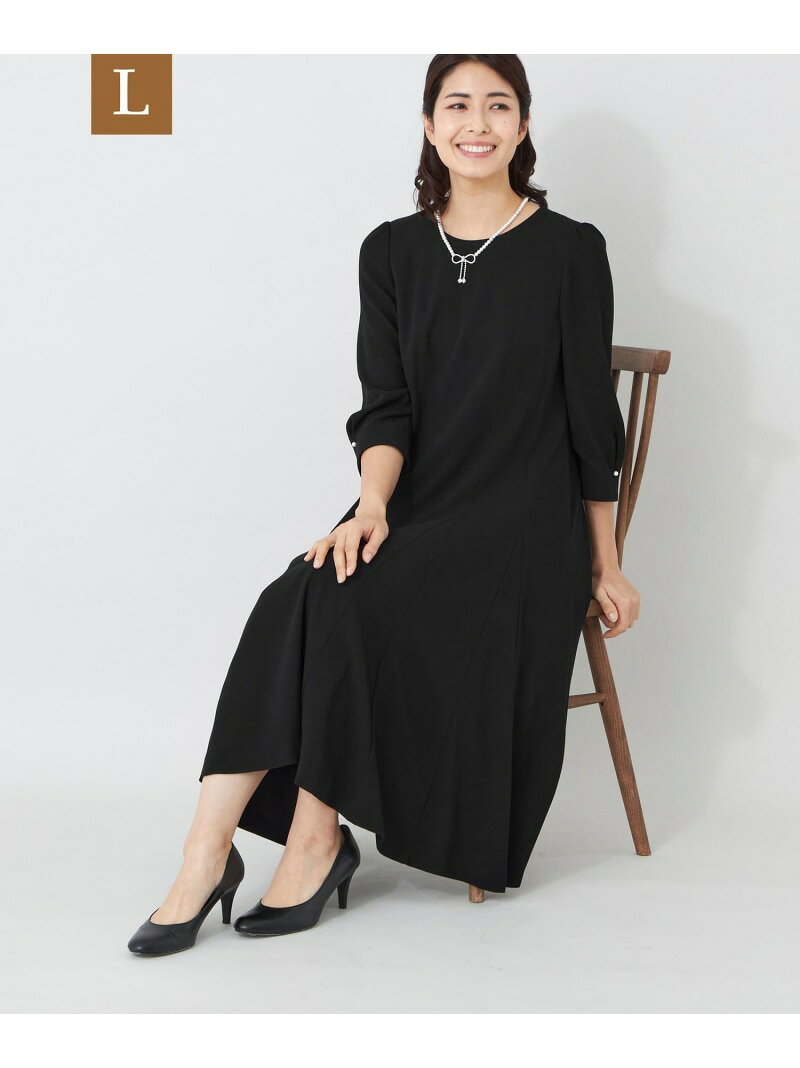 Rakuten - 【L】バックサテンパネルライン フレアワンピース TO BE CHIC サンヨー エルサイズ ワンピース・ドレス ドレス ブラック ピンク【送料無料】[Rakuten Fashion]