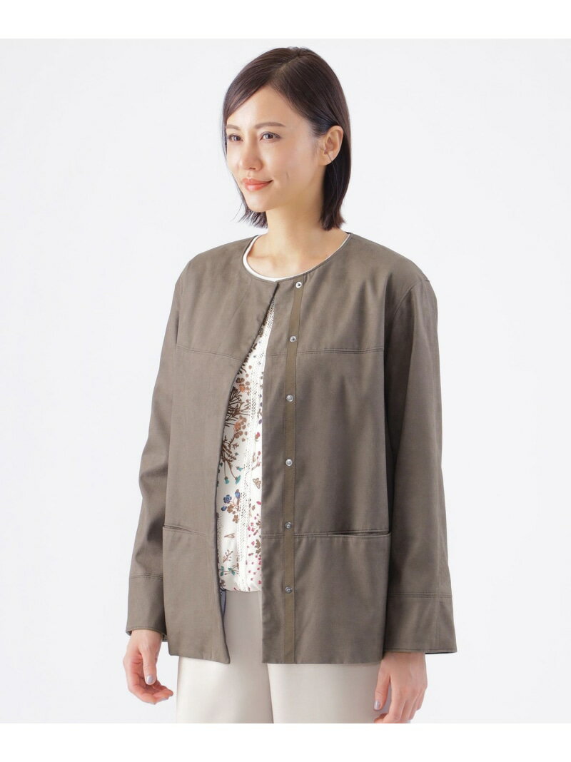Rakuten - 【SALE／27%OFF】【ウォッシャブル】ストレッチスエードノーカラージャケット TRANS WORK トランスワーク ジャケット・アウター その他のジャケット・アウター ネイビー ブラウン ベージュ【RBA_E】【送料無料】[Rakuten Fashion]