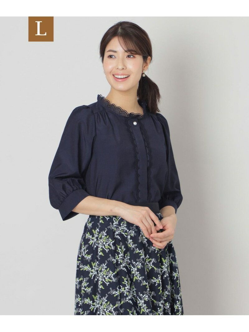 【L】ブライトクロス アイレットレースブラウス TO BE CHIC サンヨー エルサイズ トップス