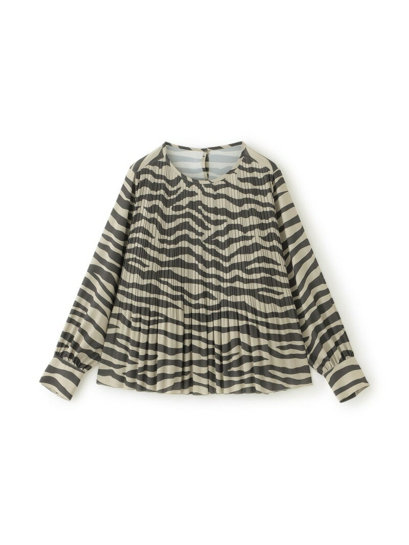 Rakuten - 【SALE／19%OFF】【L】【カタログ掲載】【ウォッシャブル】タイガープリントプリーツプルオーバーブラウス EVEX by KRIZIA サンヨー エルサイズ トップス シャツ・ブラウス ベージュ【RBA_E】【送料無料】[Rakuten Fashion]