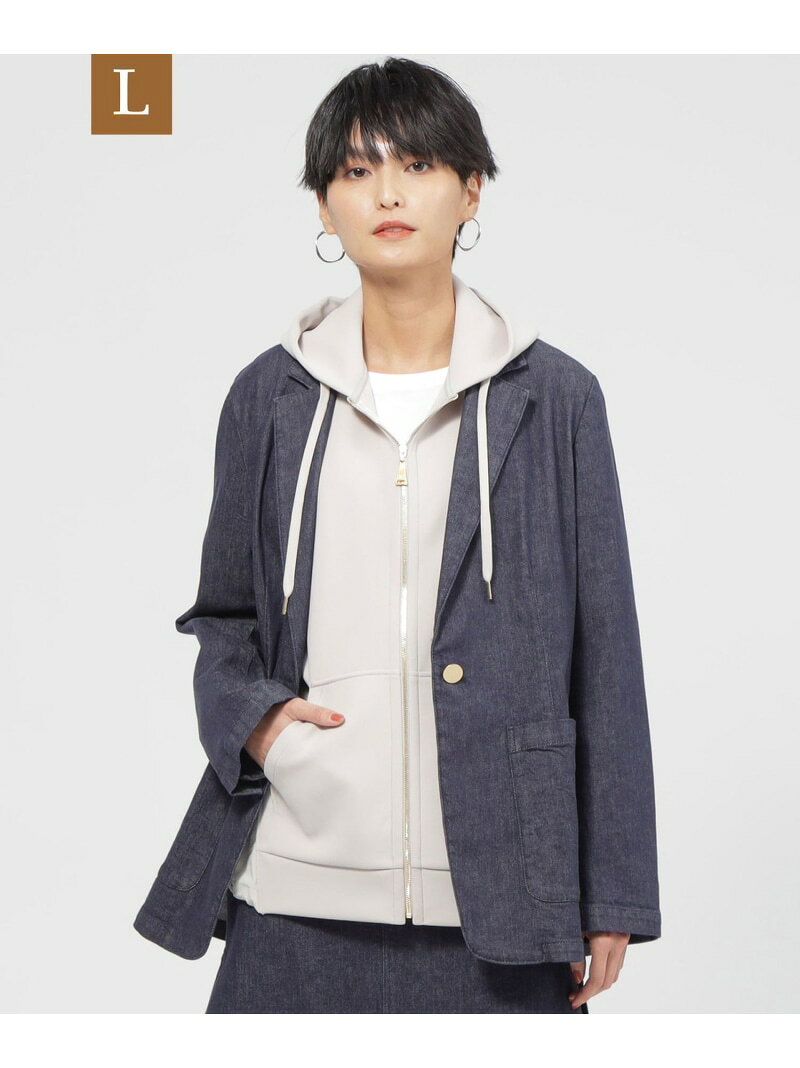 【SALE／39%OFF】【L】【カタログ掲載品】【ウォッシャブル】ナチュラルストレッチデニムテーラードジャケット EVEX by KRIZIA サンヨー エルサイズ ジャケット・アウター テーラードジャケット・ブレザー ネイビー【RBA_E】【送料無料】[Rakuten Fashion]