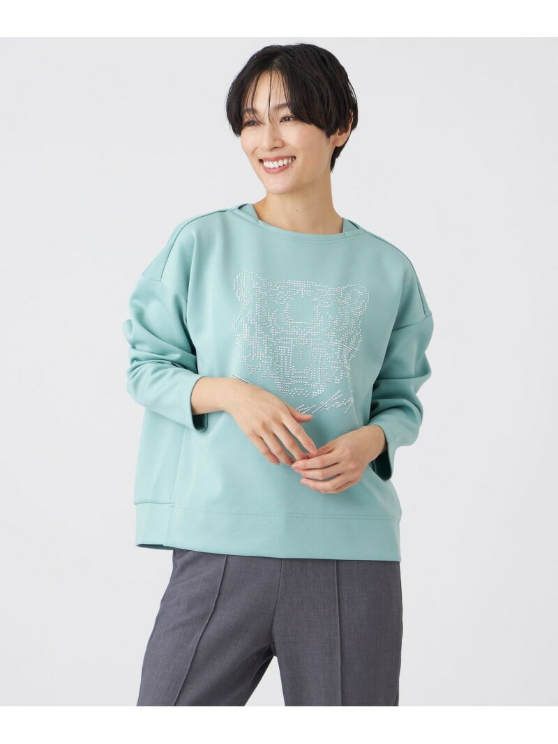 【ウォッシャブル】ホットフィットダンボールニットプルオーバー EVEX by KRIZIA エヴェックス バイ クリツィア トップス カットソー・Tシャツ ホワイト ブルー【送料無料】[Rakuten Fashion]