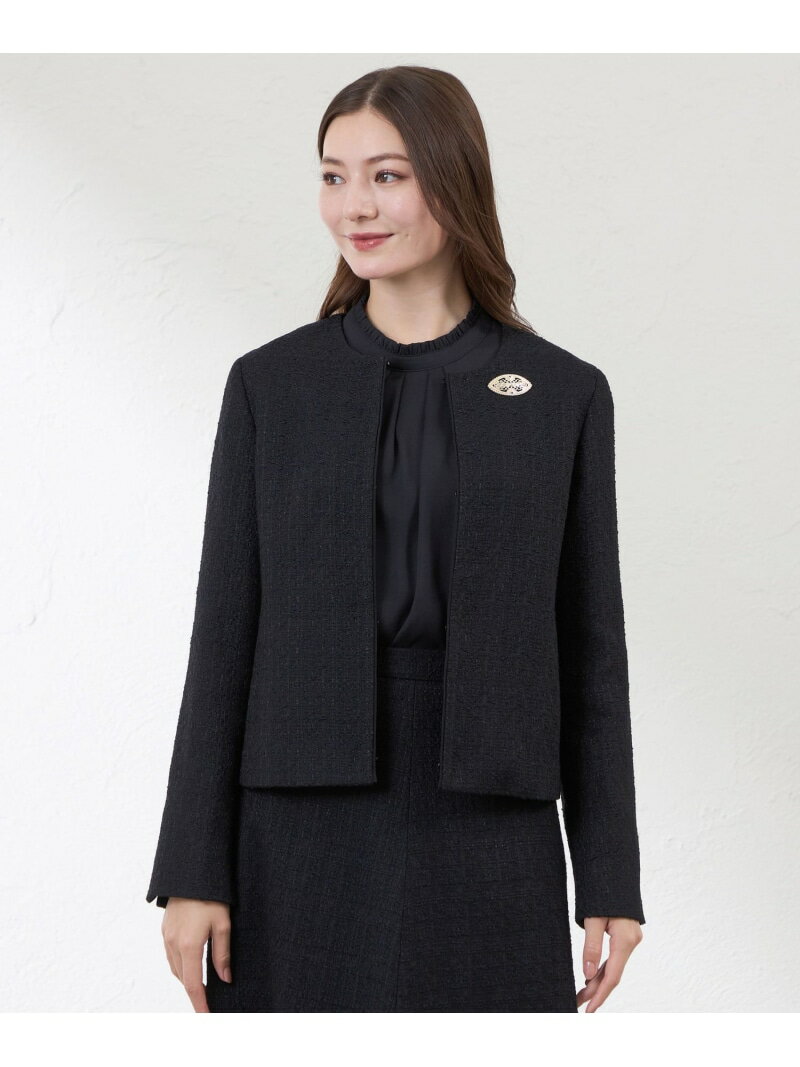 【Anniversary Piece】【尾州素材】ツイードジャケット AMACA アマカ ジャケット・アウター ノーカラージャケット ブラック【送料無料】[Rakuten Fashion]