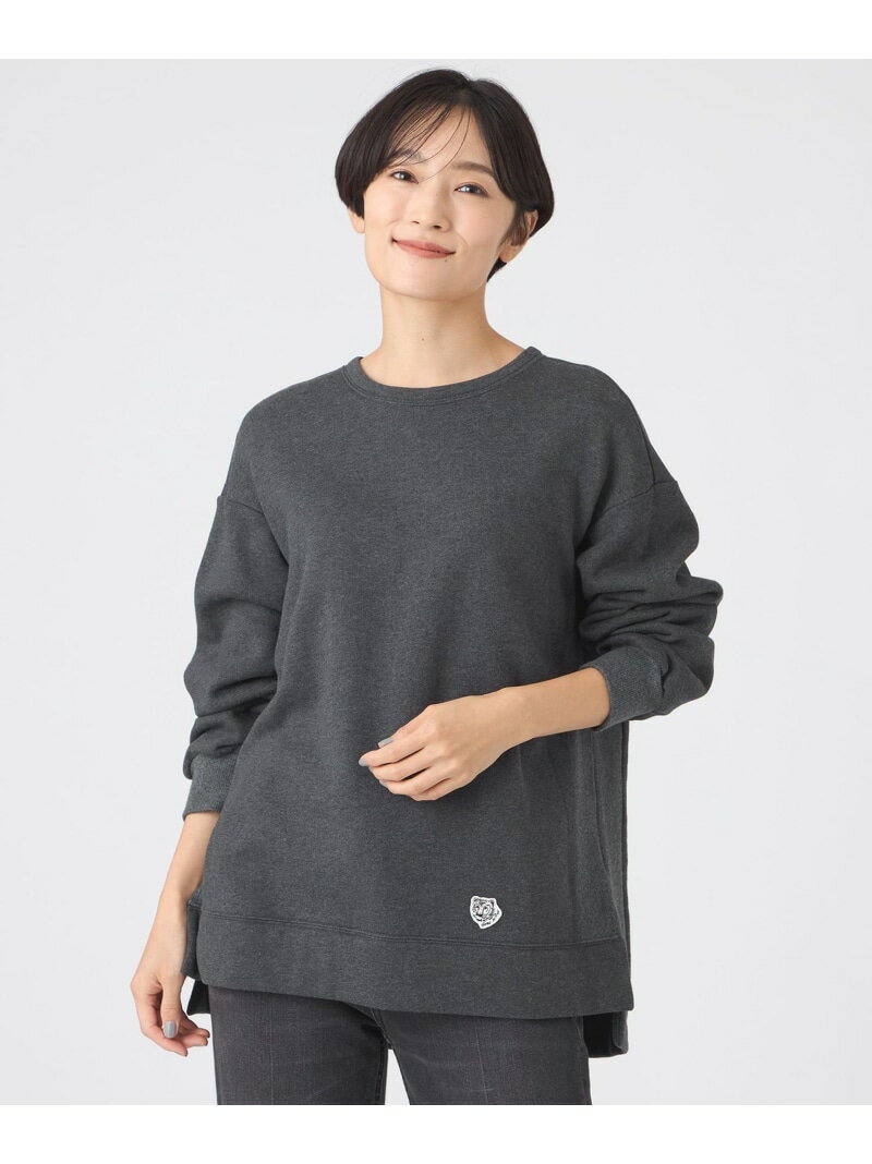 【L】【カタログ掲載】【ウォッシャブル】タイガーパッチ裏起毛スウェット EVEX by KRIZIA サンヨー エルサイズ トップス その他のトップス パープル ベージュ【送料無料】[Rakuten Fashion]