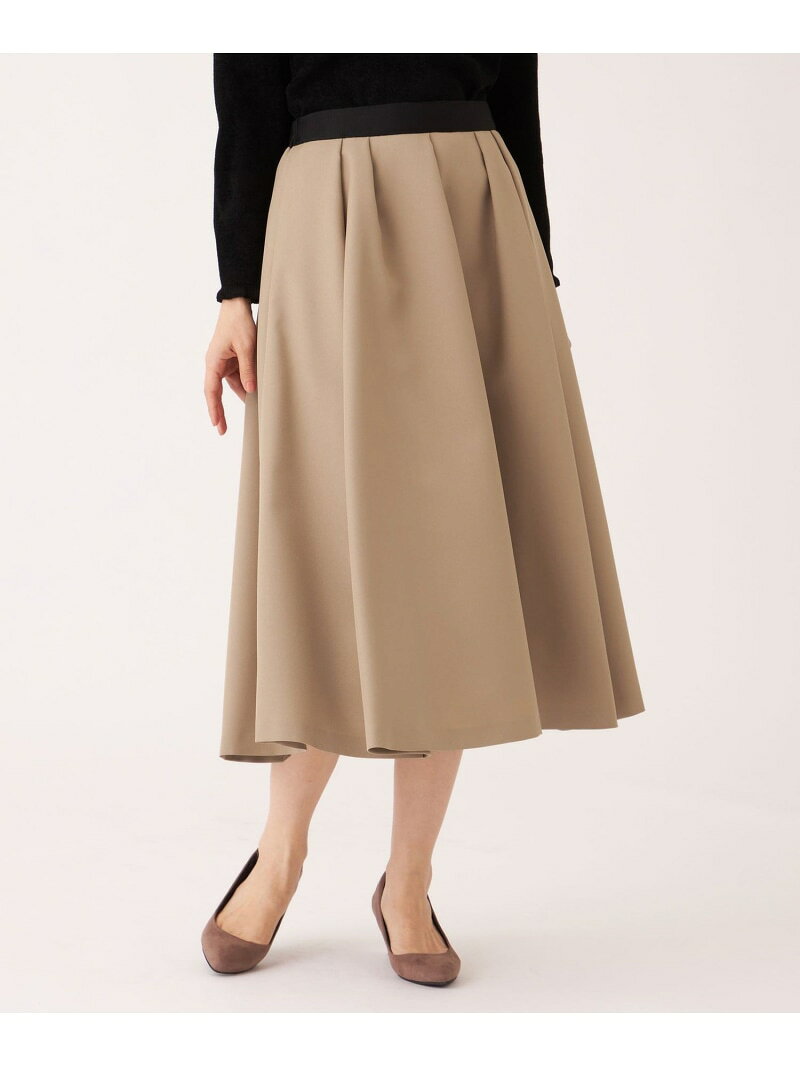 【L】ランダムタック ツイルスカート TO BE CHIC サンヨー エルサイズ スカート その他のスカート グリーン ベージュ ブラック【送料無料】[Rakuten Fashion]