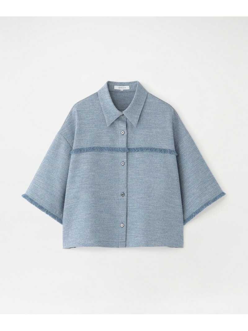 Rakuten - 【SALE／20%OFF】フリンジハーフスリーブシャツ LOVELESS ラブレス トップス シャツ・ブラウス ベージュ ブルー【RBA_E】【送料無料】[Rakuten Fashion]