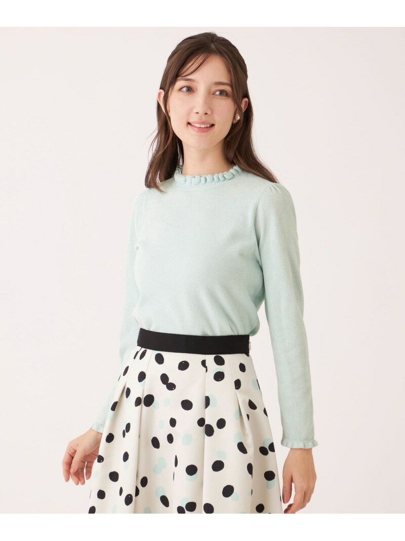 【L】レーヨンモール フリルハイネックニット TO BE CHIC サンヨー エルサイズ トップス ニット ピンク ブラック グリーン【送料無料】[Rakuten Fashion]