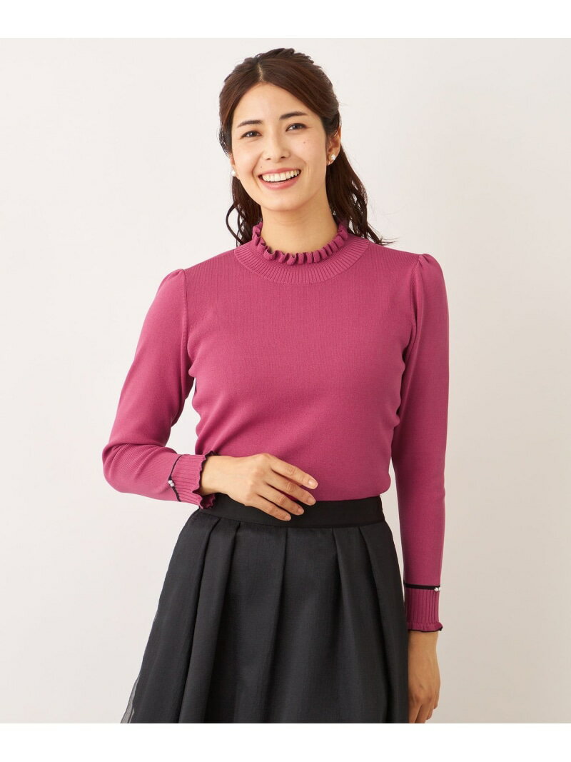 フリルハイネック ニット TO BE CHIC トゥー ビー シック トップス ニット レッド ホワイト グリーン グレー ブラック【送料無料】[Rakuten Fashion]のサムネイル