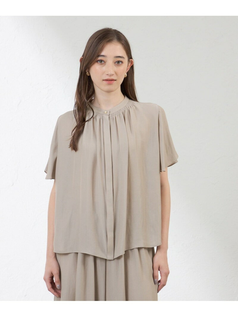 ドライツイストブラウス AMACA アマカ トップス シャツ・ブラウス ベージュ ブラック【送料無料】[Rakuten Fashion]