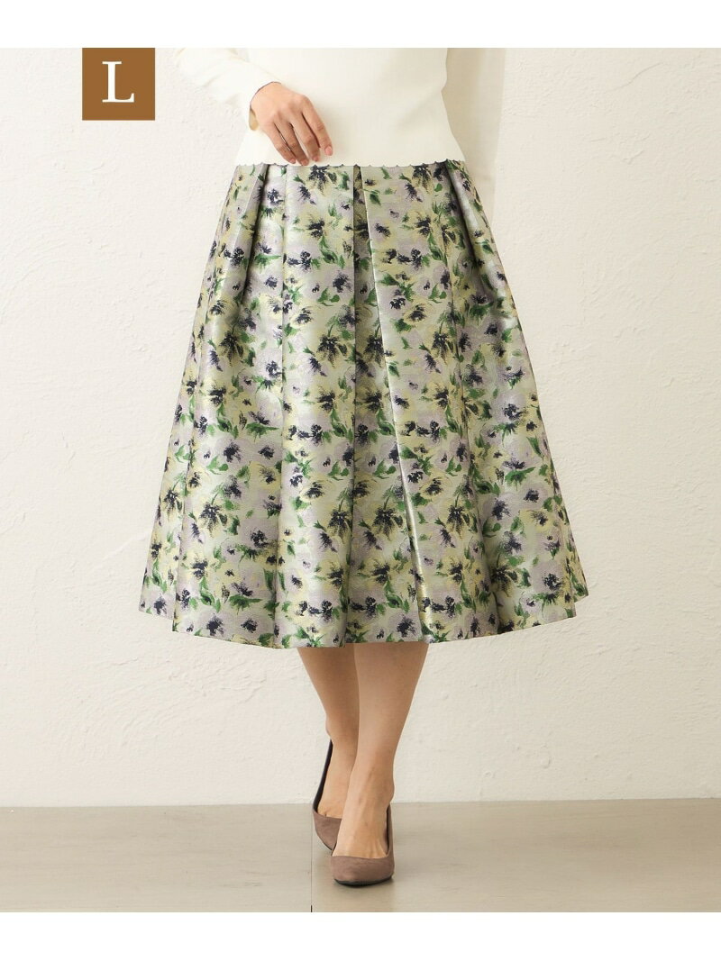 【L】アンティークフラワー刺しゅう タックスカート TO BE CHIC サンヨー エルサイズ スカート その他のスカート ピンク【送料無料】[Rakuten Fashion]