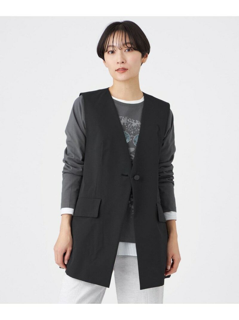 Rakuten - 【SALE／30%OFF】【マシンウォッシャブル】テックスブリッドVネックジレ EVEX by KRIZIA エヴェックス バイ クリツィア トップス ベスト・ジレ ブラック ベージュ【RBA_E】【送料無料】[Rakuten Fashion]