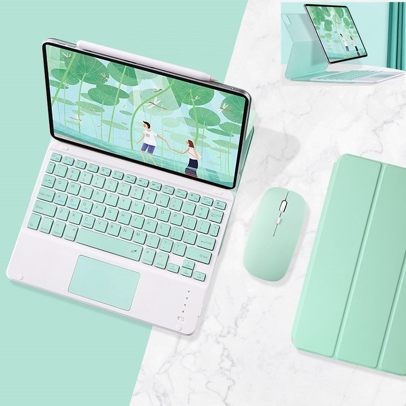 2022年発売の新モデルiPad Air 5（モデル番号：A2591、A2589）2020新型iPadAir10.9インチキーボードケース、ワイヤレスマウス付き。キーボードはタッチパッド付きとタッチパッドなしの種類から選択可能。カバーはマグ...