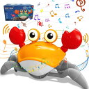 音楽付き子供用ハイハイカニおもちゃ、電子ライトアップハイハイおもちゃ、自動的に障害物を回避、子供用動くおもちゃ、男の子、女の子用