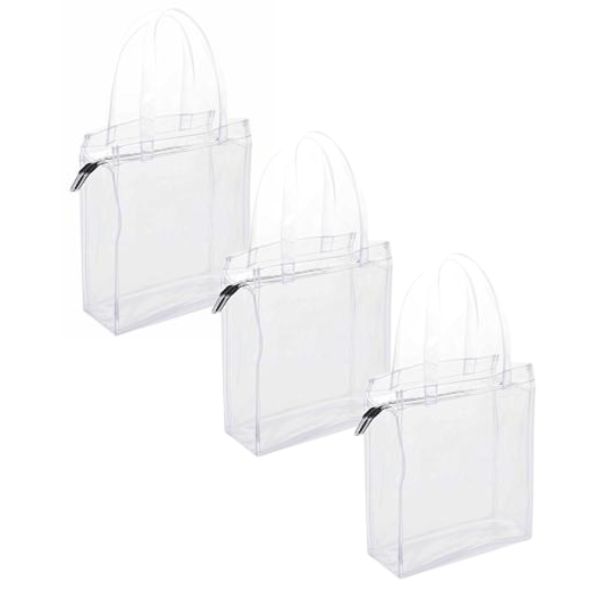 Rakuten - ビニールバッグ Mサイズ ファスナー付き CB-2328 3個セット クリアバッグ トートバッグ PVC 無色