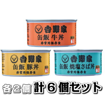 吉野家 缶飯 160g 各2個セット（牛丼、豚丼、塩さば丼）計6個