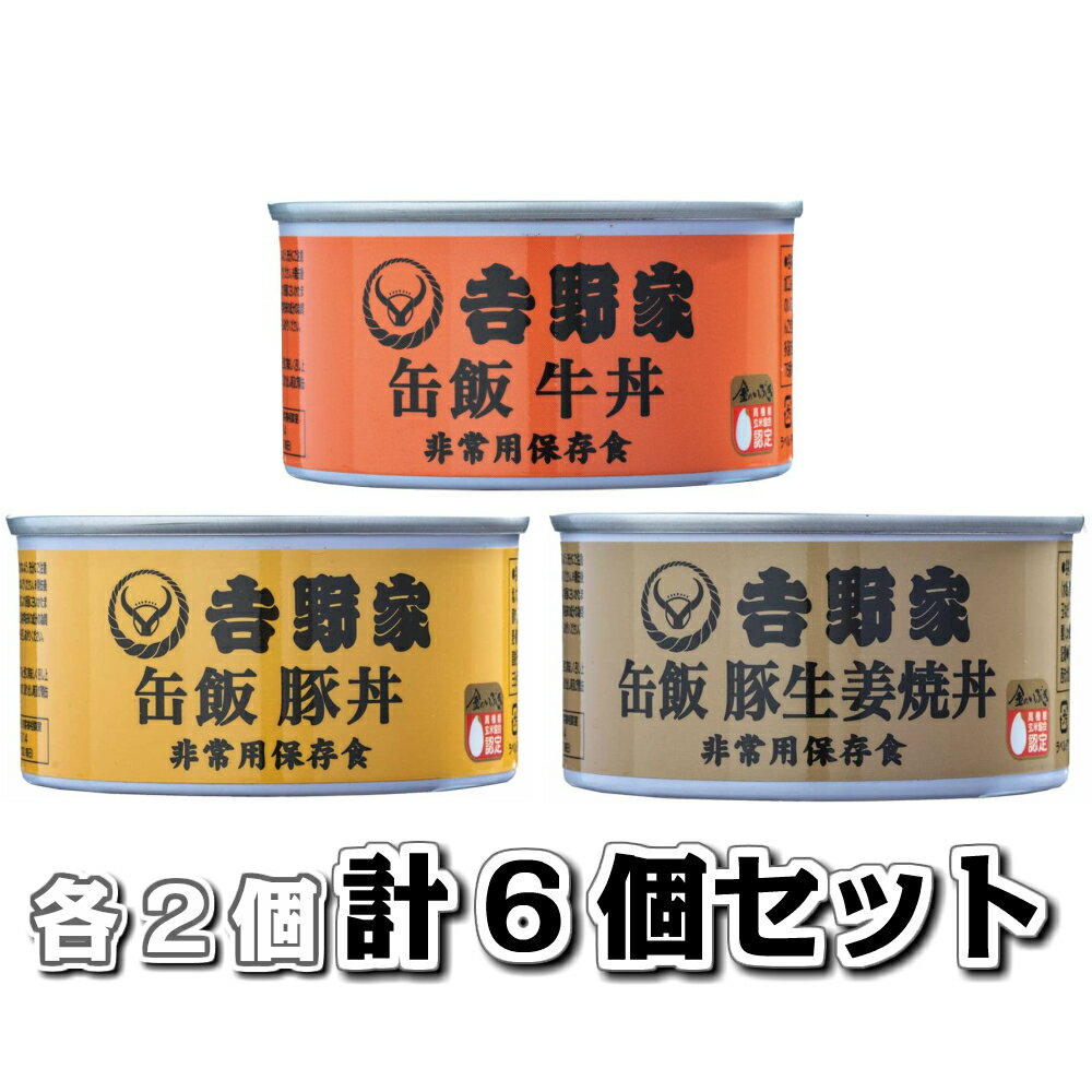 吉野家 缶飯 160g 各2個セット（牛丼、豚丼、豚しょうが焼丼）計6個