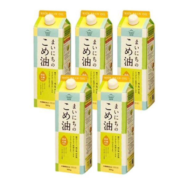 Rice Oil - 米油 まいにちのこめ油 900g 5本 国産 みづほ こめ油 こめ油 米油 植物ステロール 国産玄米 米ぬか 天ぷら お菓子 サラダ
