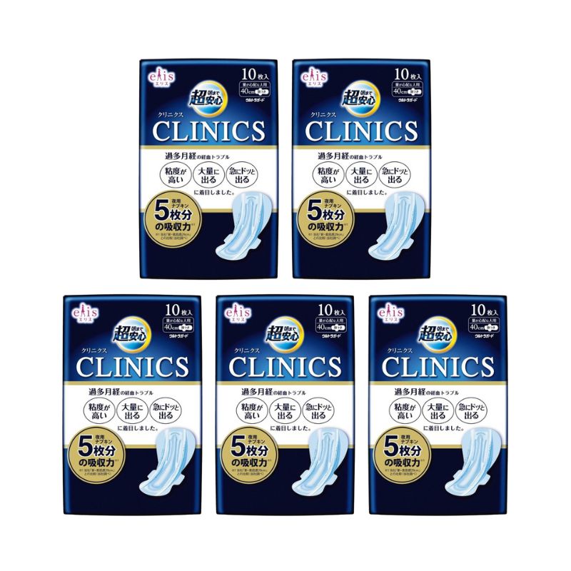 エリス 朝まで超安心 クリニクス 40cm 羽つき 5個セット