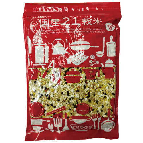 「国産21穀米 500g」 自然食品 押麦(大麦(国産))、はだか麦、青肌玄米、黒米、もち玄米、もち麦、もちきび、米粒麦、赤米、小豆、黒大豆、発芽玄米、緑米、青大豆、うるちあわ、大豆、はと麦、たかきび、とうもろこし、ひえ、もちあわ ※すべて国産原材料を使用 サプリエ