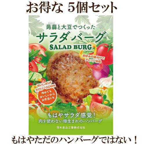 5個セット●サラダバーグ 90g×5 ビーガン対応 食品 ハンバーグ ジューシー ヘルシー 蒟蒻 と 大豆 を主体に製造 茂木食品工業株式会社 自然食品 サプリエ 店長おすすめ♪