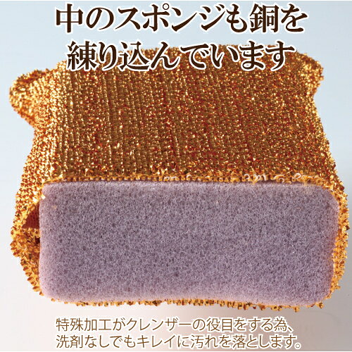 「銅の力 抗菌バススポンジ ×3個セット」 風呂用 スポンジ ポリ ホーロー プラスチック 桶 掃除 銅 ヌメリ 黒カビ 簡単 汚れ 大掃除 便利グッズ サプリエ saplie-10000525 サプリエ〜自然食品・サプリメント サンプル画像2