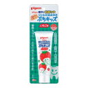 【商品特長】 ●歯の汚れやむし歯が気になってくる、離乳食卒業の頃から。 ●1才6ヵ月頃からの乳歯の性質を考えてつくられたジェル状歯みがきです。 ●歯の再石灰化を促進し歯質を強化する薬用成分フッ素（フッ化ナトリウム）配合。 ●むし歯の発生と進行を予防します。 ●むし歯の原因となる酸をつくらないキシリトール配合(湿潤剤）。 ●デリケートな乳歯を傷つけにくい、ソフトな清掃剤（無水ケイ酸）使用。 ●発泡剤無配合で泡立たず、すみずみまでていねいにみがけます。 ● ほんのり甘い、いちご味。ミントタイプの香料不使用で、赤ちゃんが嫌がりません。 ●無着色 【成分】 基剤：精製水 湿潤剤：キシリトール、PG 清掃剤：無水ケイ酸 粘結剤：カルボキシメチルセルロースNa 薬用成分：フッ化ナトリウム 保存料：安息香酸Na、エチルパラベン 香味剤：香料（いちごタイプ） 分類：医薬部外品 販売元：ピジョン株式会社 広告文責：サポートショップ 電話：077-544-5855　