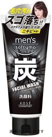 【合算3150円で送料無料】コーセー メンズ ソフティモ フェイシャルウォッシュ (炭) 130g