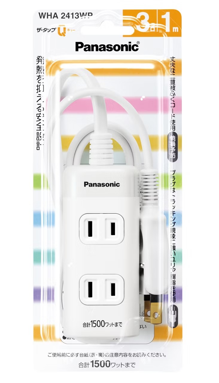 3個口 - 【合算3150円で送料無料】【Panasonic】パナソニック WHA2413WP ザ・タップQ ホワイト 3個口 1m