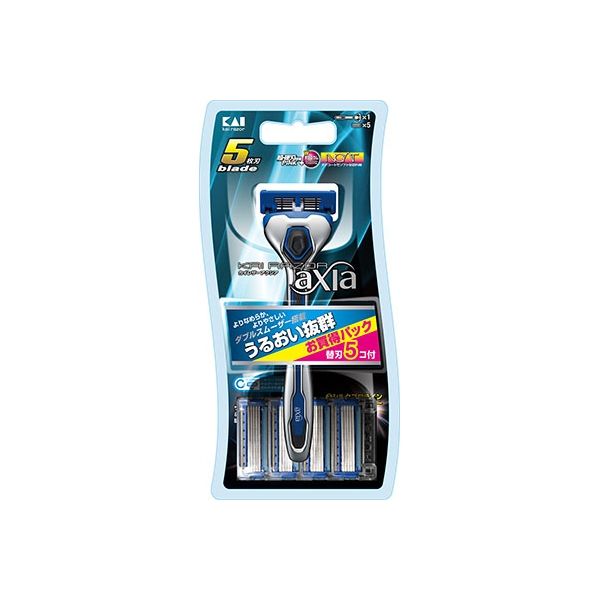 【合算3150円で送料無料】【KAI RAZOR axia】カイ レザー アクシア コンボパック ホルダー 本体（刃付き）＋替刃 4個入