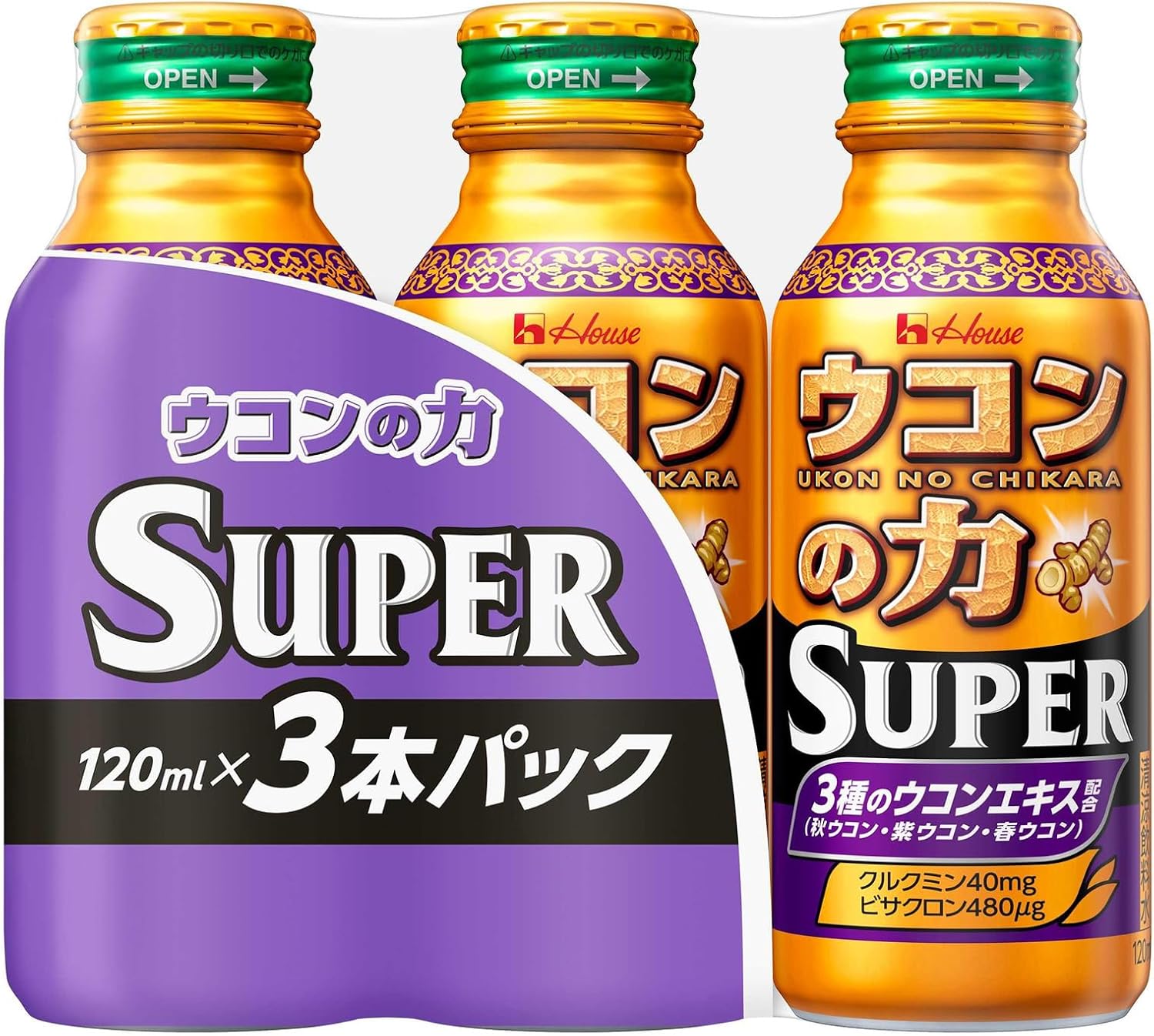 製品の特徴 ●秋ウコン由来の健康成分であるビサクロン480μgとクルクミン40mg(秋ウコン色素成分)に、3種のウコンエキス(秋・紫・春ウコンエキス)、ビタミンB群4種(B1・B2・B6・ナイアシン)を配合したウコンエキスドリンクです。 飲みごたえがありながらもスッキリとした風味です。 ※パッケージデザイン等が予告なく変更される場合もあります。 ※商品廃番・メーカー欠品など諸事情によりお届けできない場合がございます。 販売元：ハウスウェルネスフーズ株式会社 所在地：兵庫県伊丹市鋳物師3丁目20番地 商品に関するお問い合わせ先 電話：0120-80-9924 受付時間／平日9:00〜17:00 （土日祝除く） 広告文責：有限会社シンエイ 電話：077-544-5855