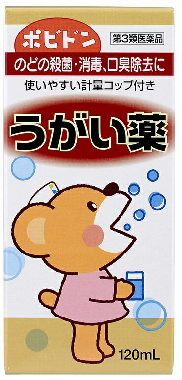 ●製品の特徴 ●殺菌効果の高いポビドンヨードを有効成分としたうがい薬です。 ●使いやすいワンタッチキャップ（ロック付）採用です。 ●専用計量コップ付きです。 ●使用上の注意 ■してはいけないこと （守らないと現在の症状が悪化したり，副作用が起こりやすくなります） 次の人は使用しないこと 　本剤又は本剤の成分によりアレルギー症状を起こしたことがある人。 ■相談すること 1．次の人は使用前に医師，薬剤師又は登録販売者に相談してください 　（1）薬などによりアレルギー症状を起こしたことがある人。 　（2）次の症状のある人。口内のひどいただれ。 　（3）次の診断を受けた人。甲状腺機能障害。 2．使用後，次の症状があらわれた場合は副作用の可能性があるので，直ちに使用を中止し，この製品を持って医師，薬剤師又は登録販売者に相談してください ［関係部位：症状］ 皮ふ：発疹・発赤，かゆみ 口：あれ，しみる，灼熱感，刺激感 消化器：吐き気 その他：不快感 まれに次の重篤な症状が起こることがあります。 その場合は直ちに医師の診療を受けてください。 ［症状の名称：症状］ ショック（アナフィラキシー）：使用後すぐに，皮ふのかゆみ，じんましん，声のかすれ，くしゃみ，のどのかゆみ，息苦しさ，動悸，意識の混濁等があらわれる。 3．5〜6日間使用しても症状がよくならない場合は使用を中止し，この容器を持って医師，薬剤師又は登録販売者に相談してください ●効能・効果 口腔内及びのどの殺菌・消毒・洗浄，口臭の除去 ●用法・用量 1回，本剤2〜4mLを，約60mLの水でうすめて，1日数回うがいしてください。 計量コップをかたむけ，目盛りにあわせて薬剤を入れます。 コップを水平にもどし，上部の水平の線まで水を入れると，約60mLになります。 ●用法関連注意 （1）小児に使用させる場合には，保護者の指導監督のもとに使用させてください。 （2）うがい用にのみ使用してください。 （3）本品は使用するときのみ希釈し，うすめた液は早めに使用してください。 ●成分分量1mL中 ポビドンヨード70mg（有効ヨウ素7mg） 添加物サッカリンナトリウム水和物，l-メントール，ユーカリ油，エタノール，濃グリセリン，マクロゴール400，ヨウ化カリウム，香料 ●成分及び分量に関連する注意 本剤の使用により、銀を含有する歯科材料（義歯等）が変色することがあります。 ●保管及び取扱い上の注意 （1）直射日光の当たらない湿気の少ない涼しい所に密栓して保管してください。 （2）小児の手の届かない所に保管してください。 （3）他の容器に入れ替えないでください。 （誤用の原因になったり品質が変わります。） （4）薬液が衣類や洗面台等に付着したときは，すぐに水で洗い流してください。 （5）使用期限をすぎた製品は使用しないでください。 　（使用期限は箱側面・ボトル底面に記載） 消費者相談窓口 会社名：玉川衛材株式会社 問い合わせ先：お客様相談窓口 電話：03-3861-2037 受付時間：10：00〜17：00（土・日・祝を除く） 製造販売会社玉川衛材（株） 剤形液剤 リスク区分 第3類医薬品 広告文責：有限会社シンエイ 電話：077-544-5855